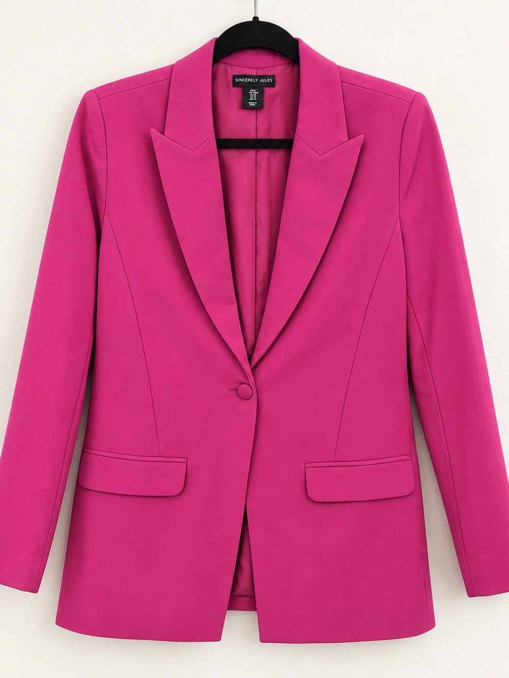 Sincerly Jules Bright Fuchsia Single-Button Blazer